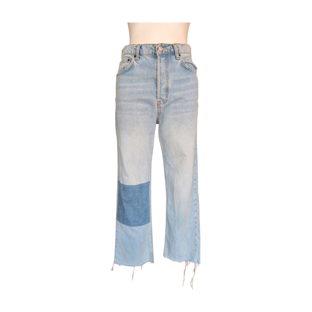 REFORMATION Cynthia Patch High Rise Straight Leg Jeans Tahoe Wash Size 29‎